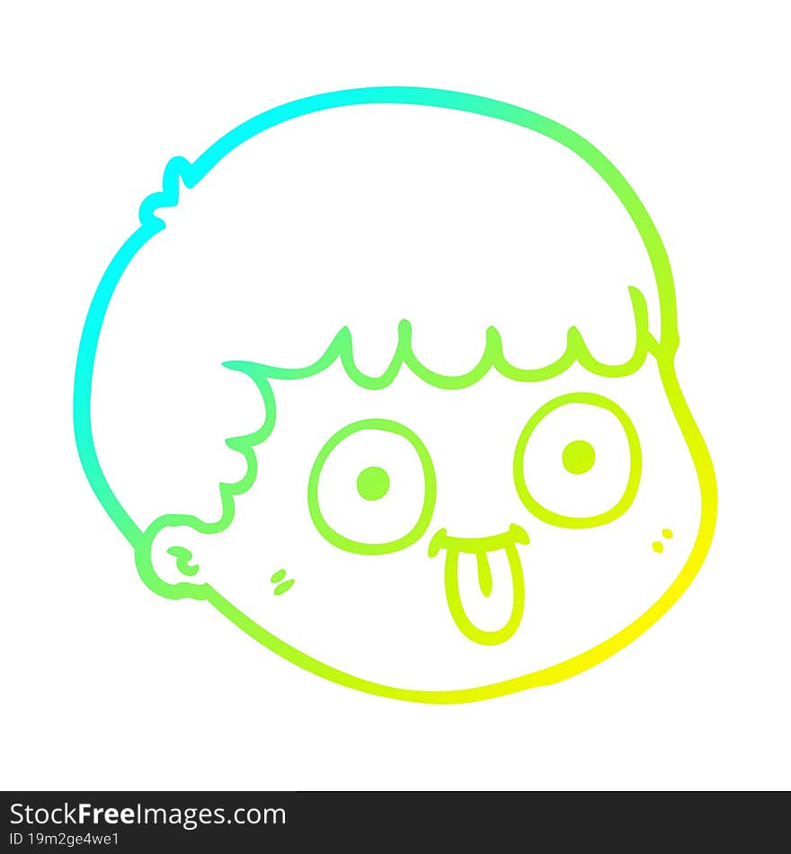 Cold Gradient Line Drawing Cartoon Male Face