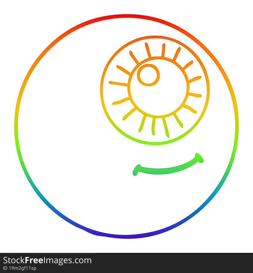 rainbow gradient line drawing of a cartoon eyeball