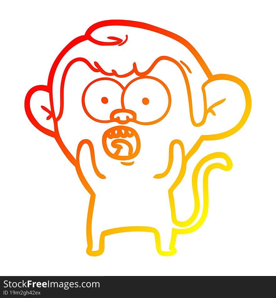 Warm Gradient Line Drawing Cartoon Shocked Monkey