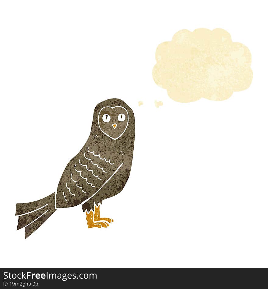 cartoon owl with thought bubble