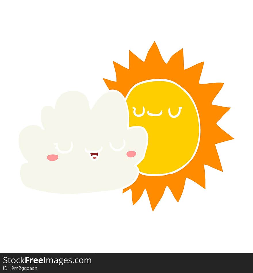 flat color style cartoon sun and cloud