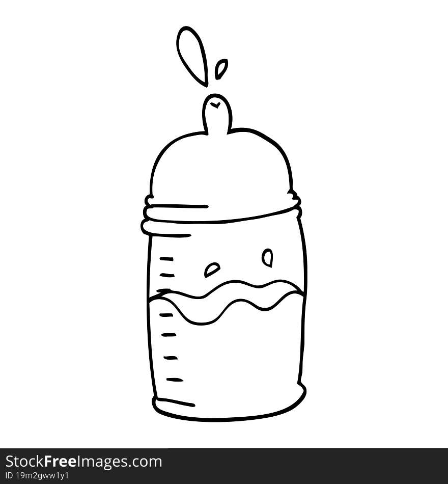 Line Drawing Cartoon Baby Bottle