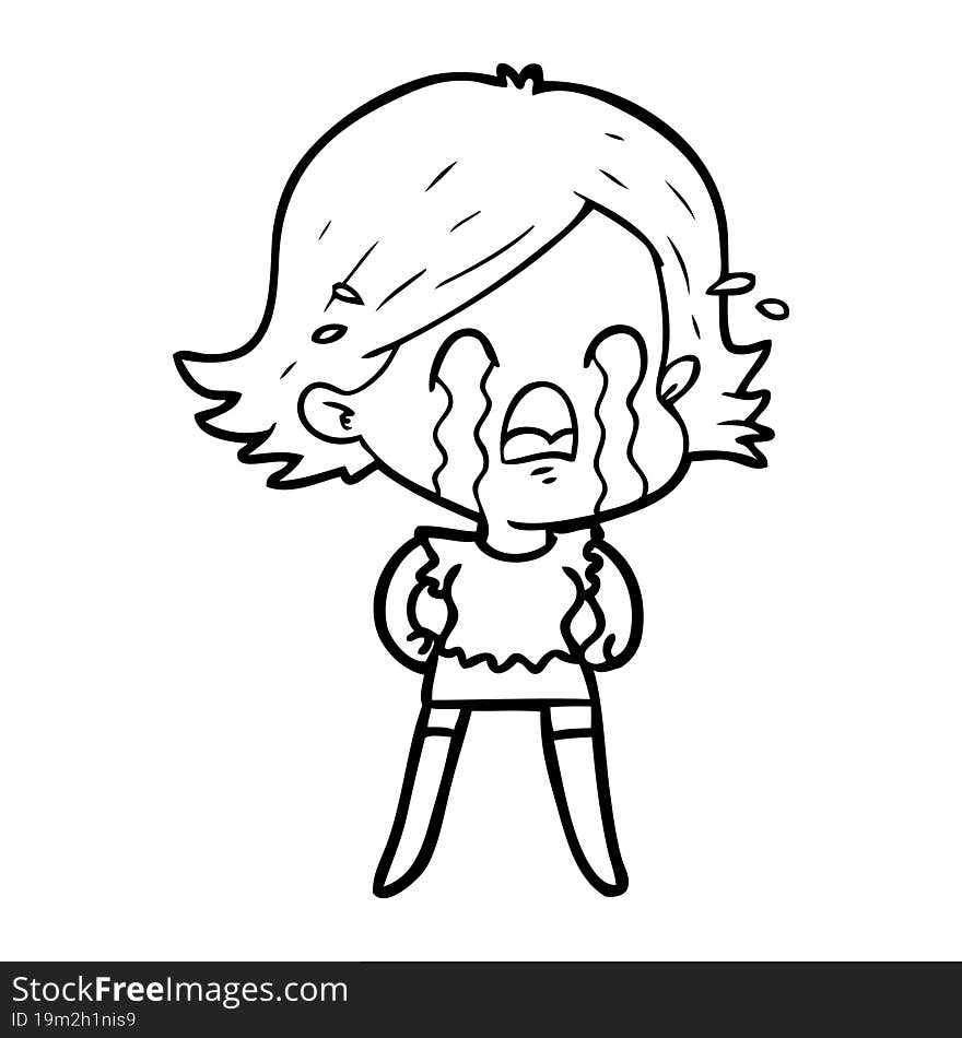 cartoon woman crying. cartoon woman crying