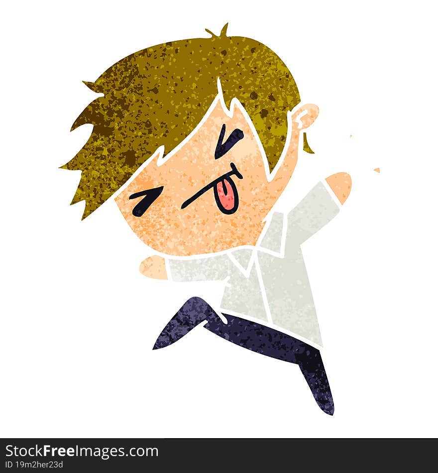 retro cartoon illustration of a kawaii cute boy. retro cartoon illustration of a kawaii cute boy