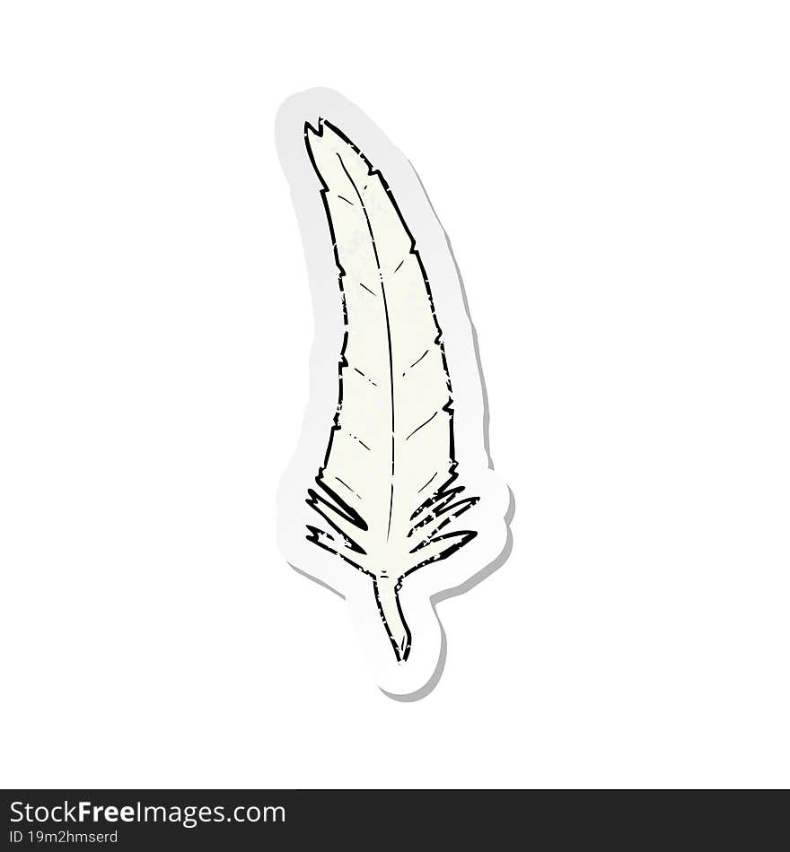 Retro Distressed Sticker Of A Cartoon Feather