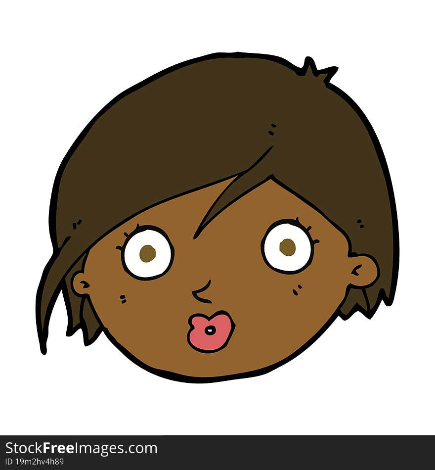 cartoon surprised female face