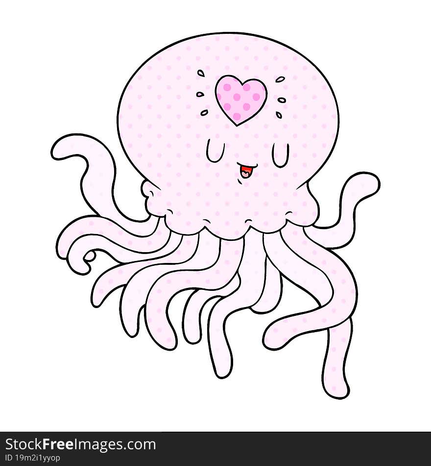 cartoon jellyfish in love. cartoon jellyfish in love