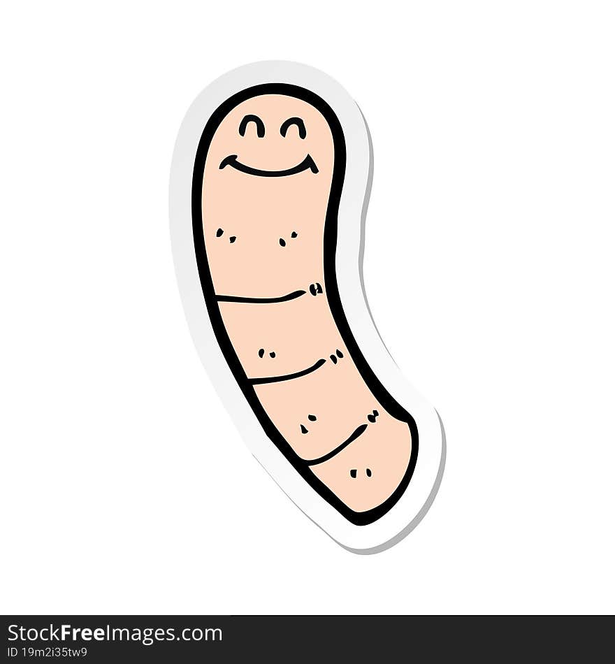 sticker of a cartoon worm