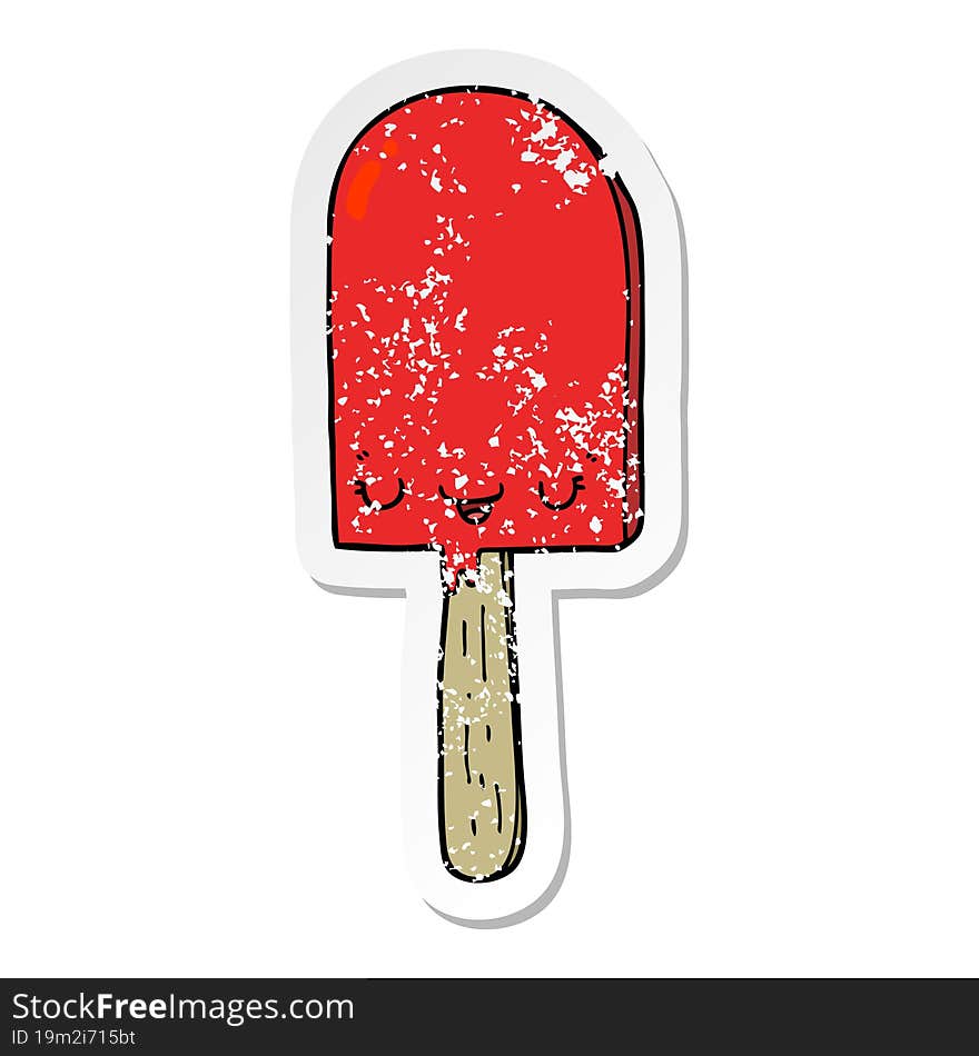 distressed sticker of a cartoon ice lolly