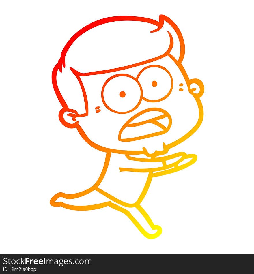 warm gradient line drawing cartoon shocked man