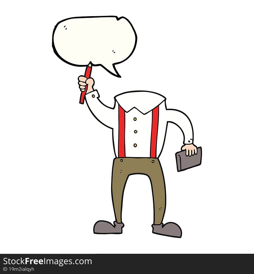 speech bubble cartoon headless body with notepad and pen (add own photos