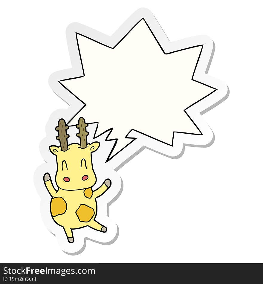 cute cartoon giraffe with speech bubble sticker