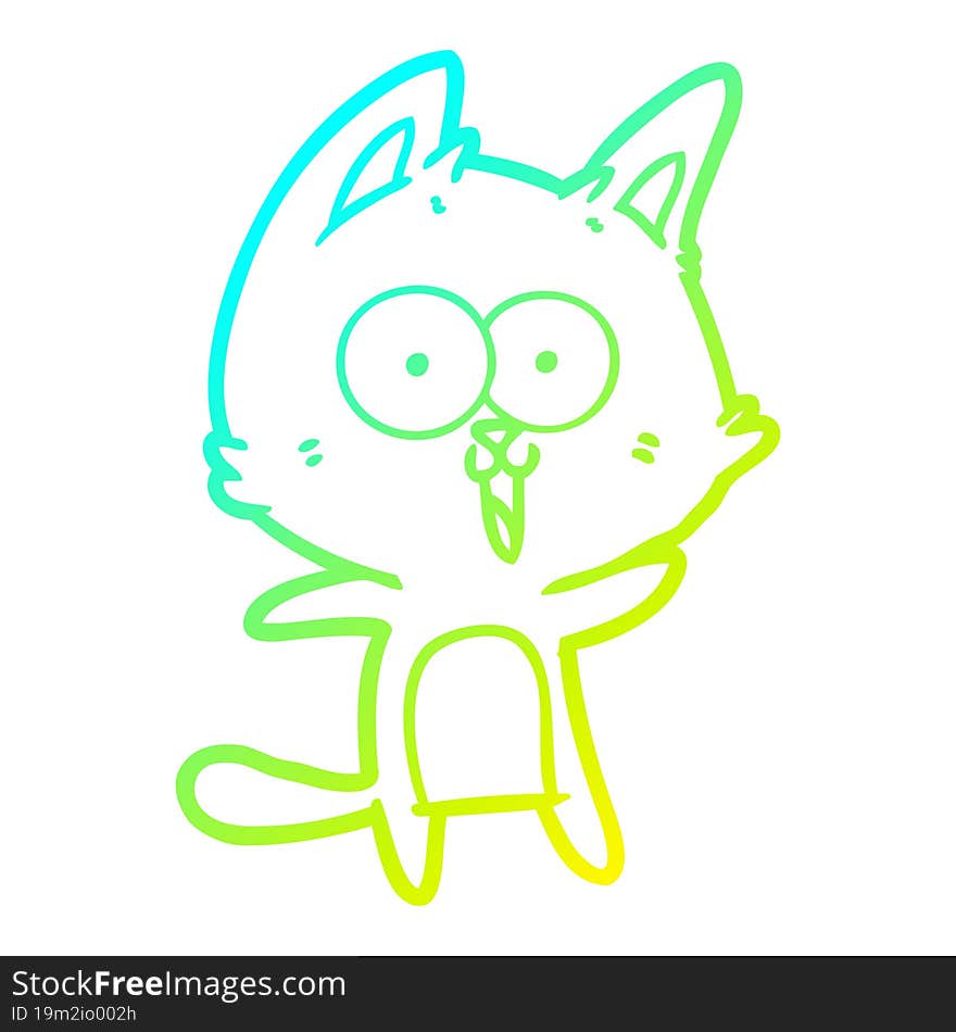 cold gradient line drawing funny cartoon cat