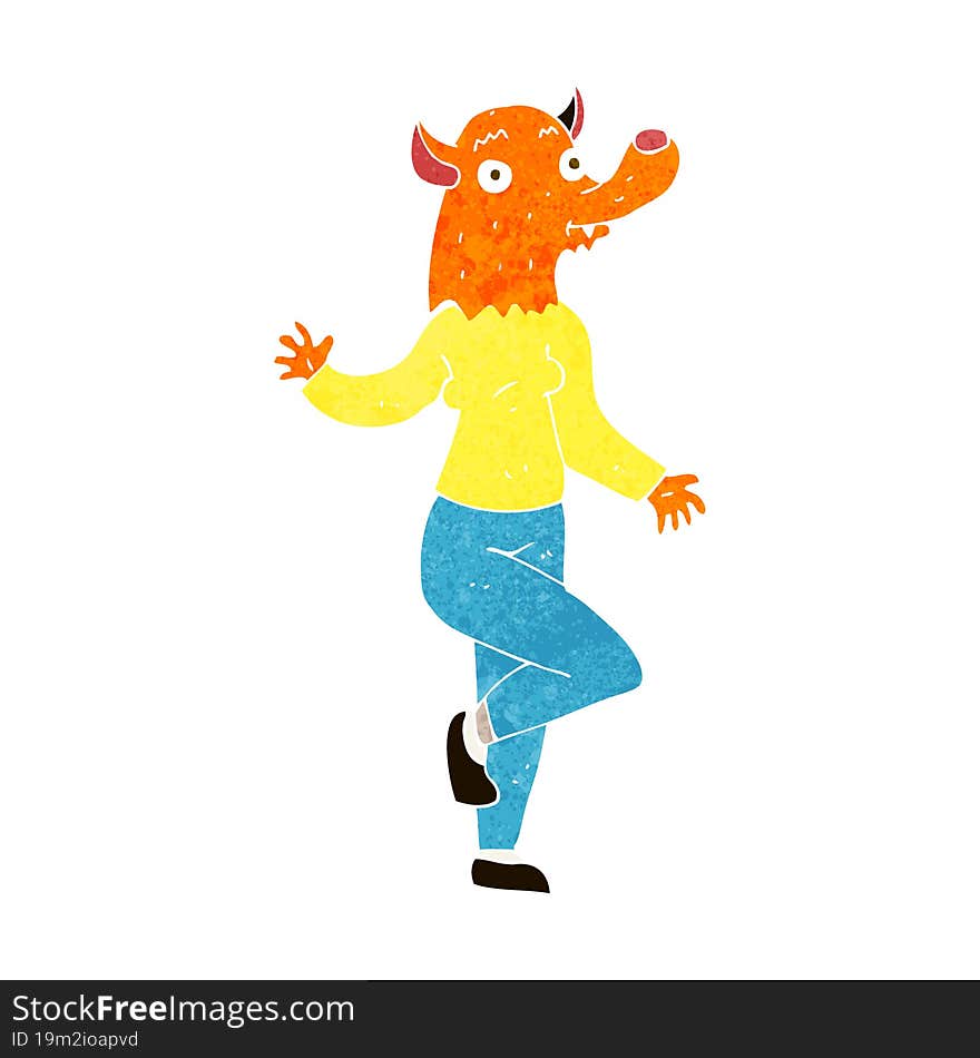 cartoon dancing fox woman