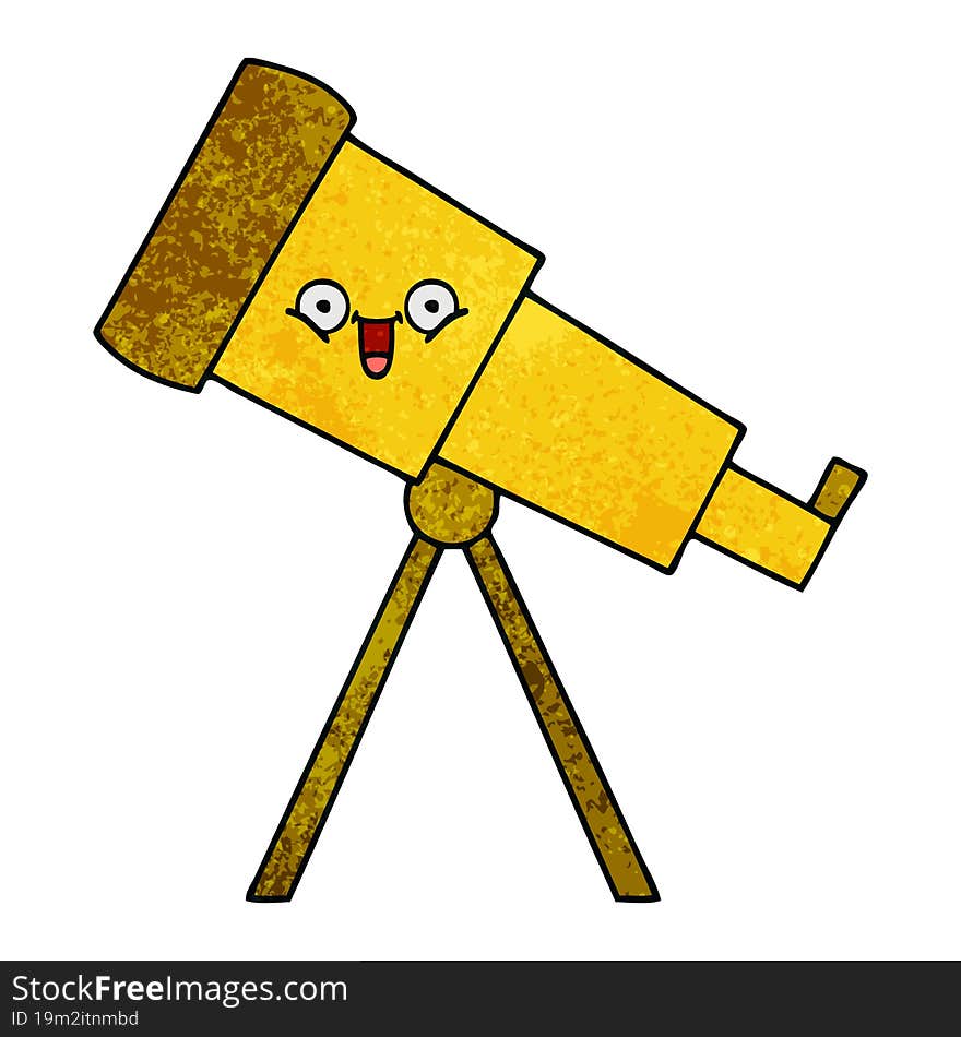 retro grunge texture cartoon telescope