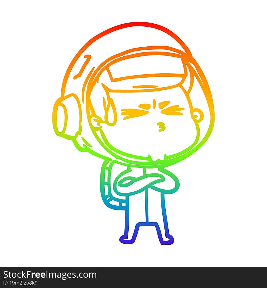 rainbow gradient line drawing cartoon stressed astronaut