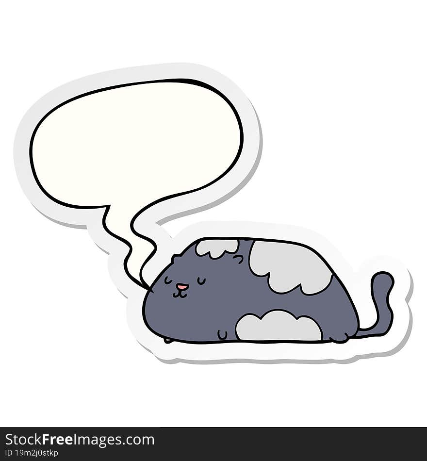 cartoon cat with speech bubble sticker. cartoon cat with speech bubble sticker