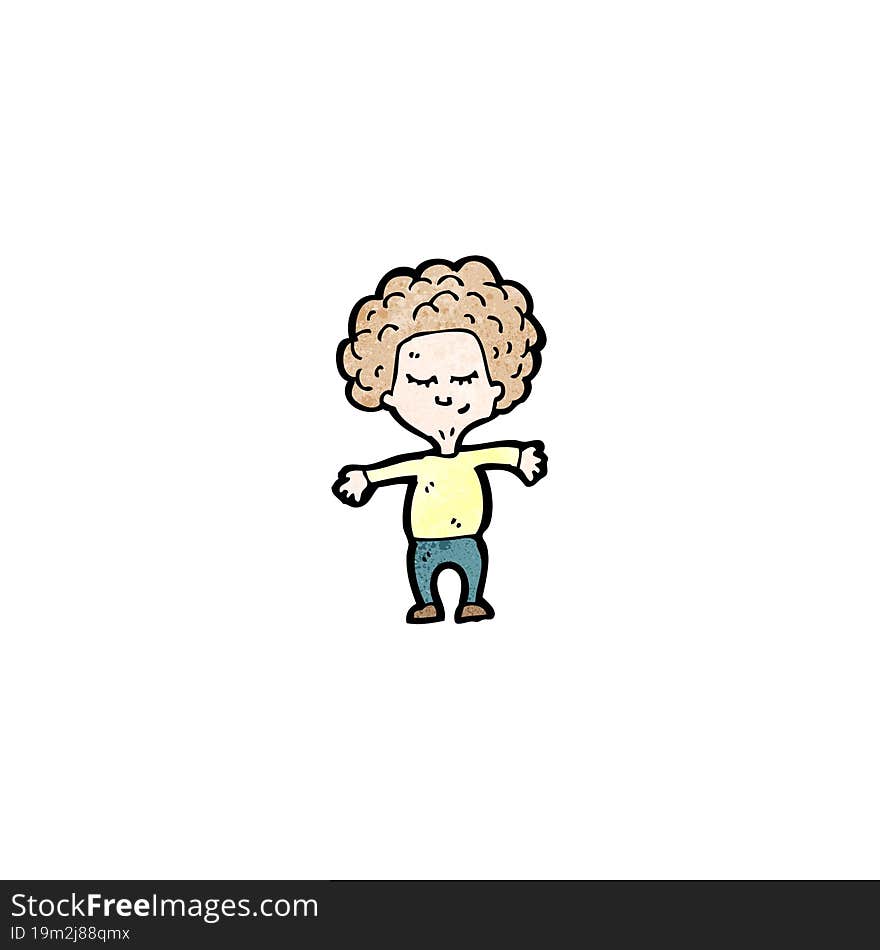 Cartoon Big Hair Boy