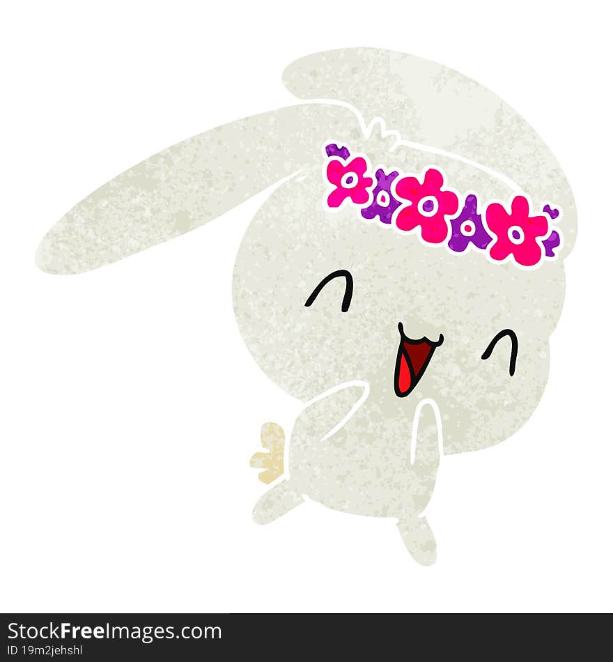 retro cartoon illustration kawaii cute furry bunny. retro cartoon illustration kawaii cute furry bunny