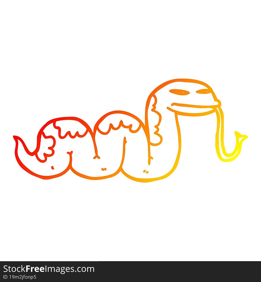 Warm Gradient Line Drawing Cartoon Slithering Snake