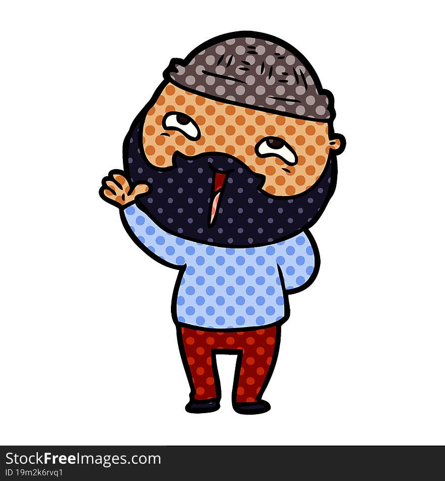 cartoon happy bearded man. cartoon happy bearded man