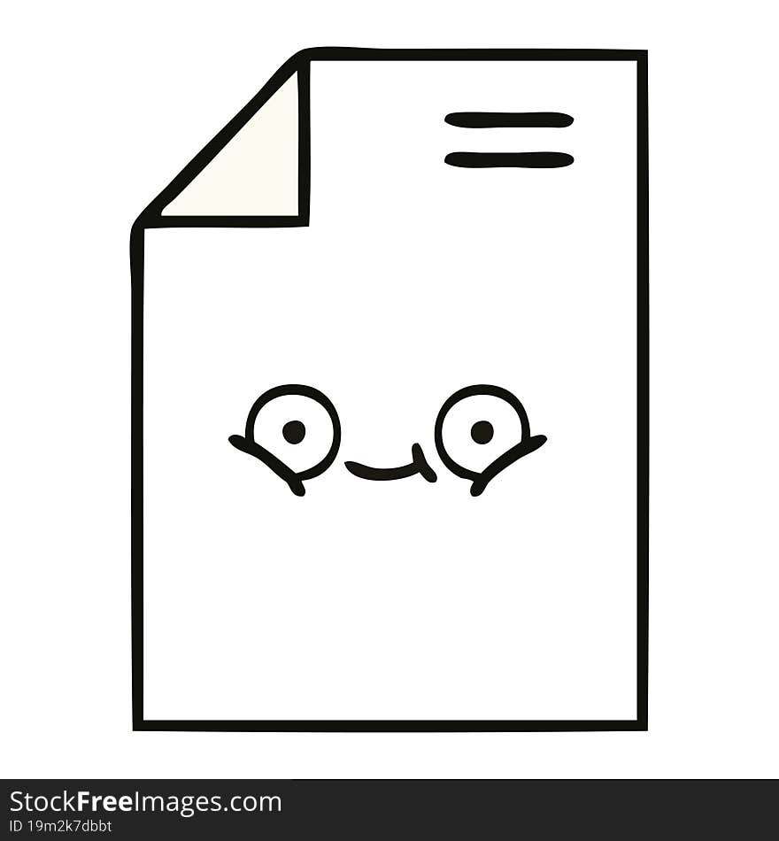 cute cartoon of a sheet of paper. cute cartoon of a sheet of paper