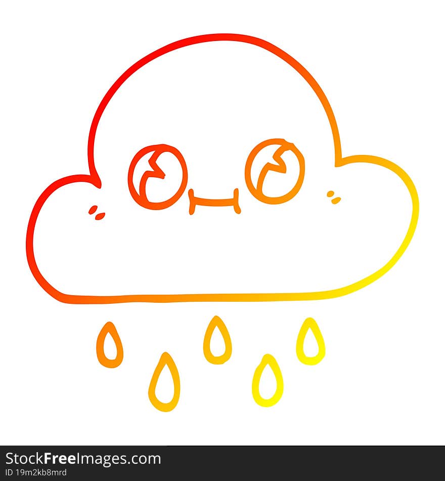 warm gradient line drawing cartoon rain cloud