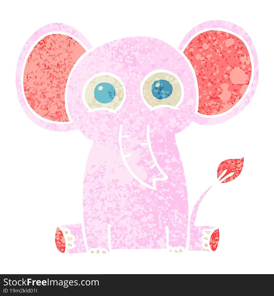 quirky retro illustration style cartoon elephant