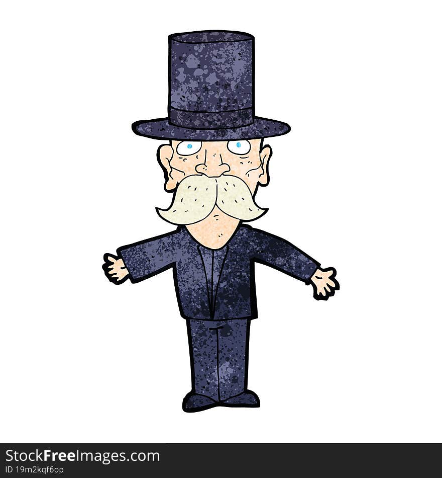 cartoon man wearing top hat