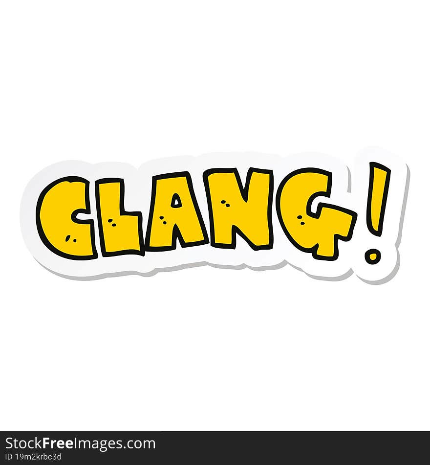 sticker of a cartoon word clang