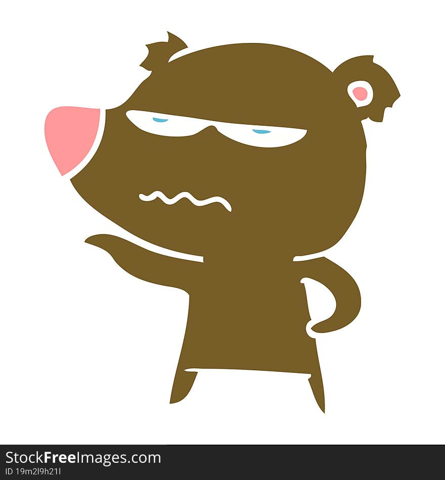 angry bear flat color style cartoon