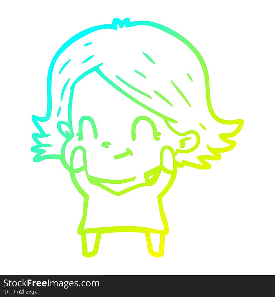 cold gradient line drawing cartoon friendly girl