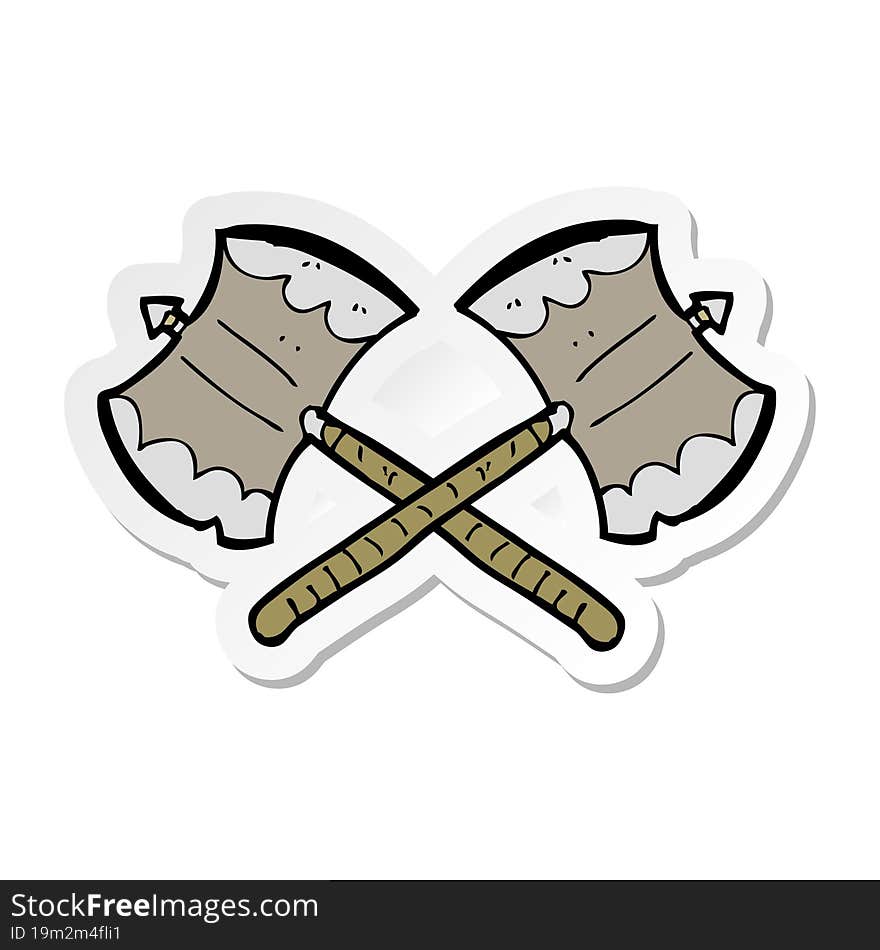 Sticker Of A Crossed Axes Cartoon