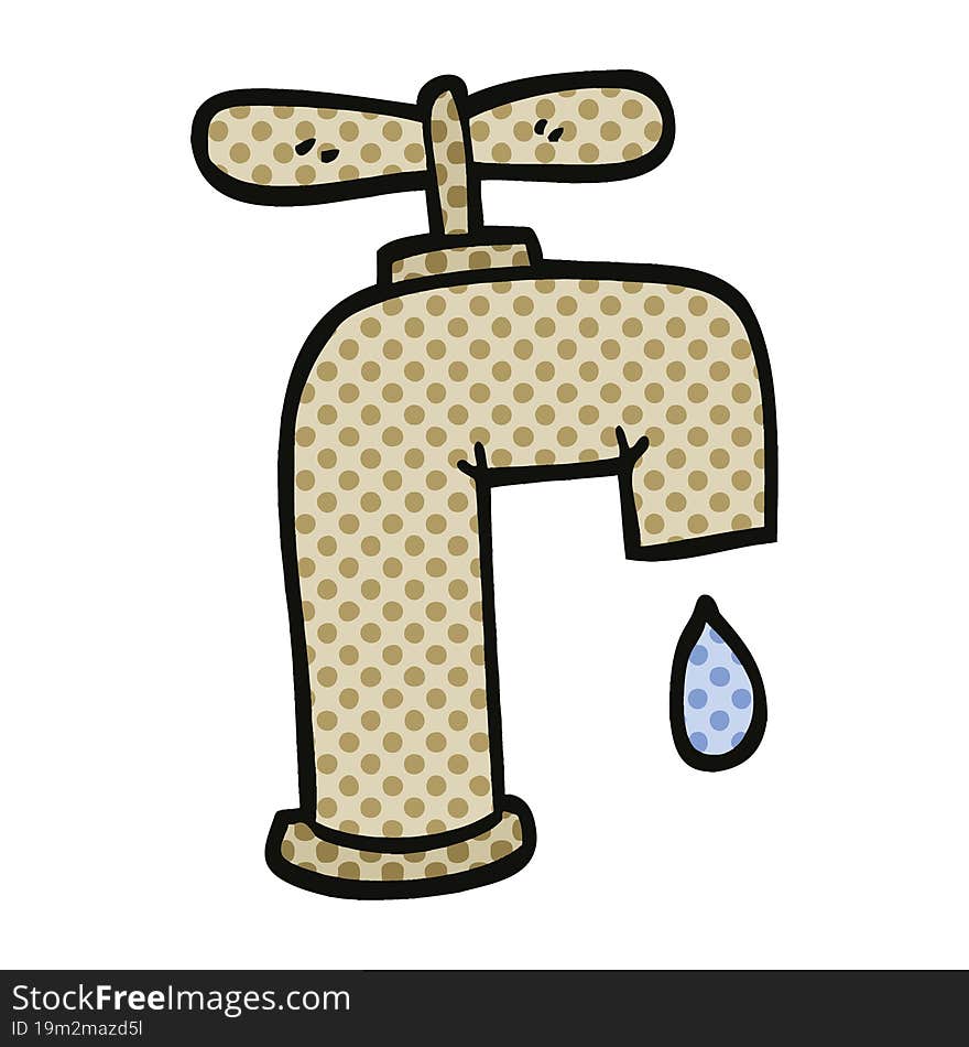 Comic Book Style Cartoon Dripping Faucet