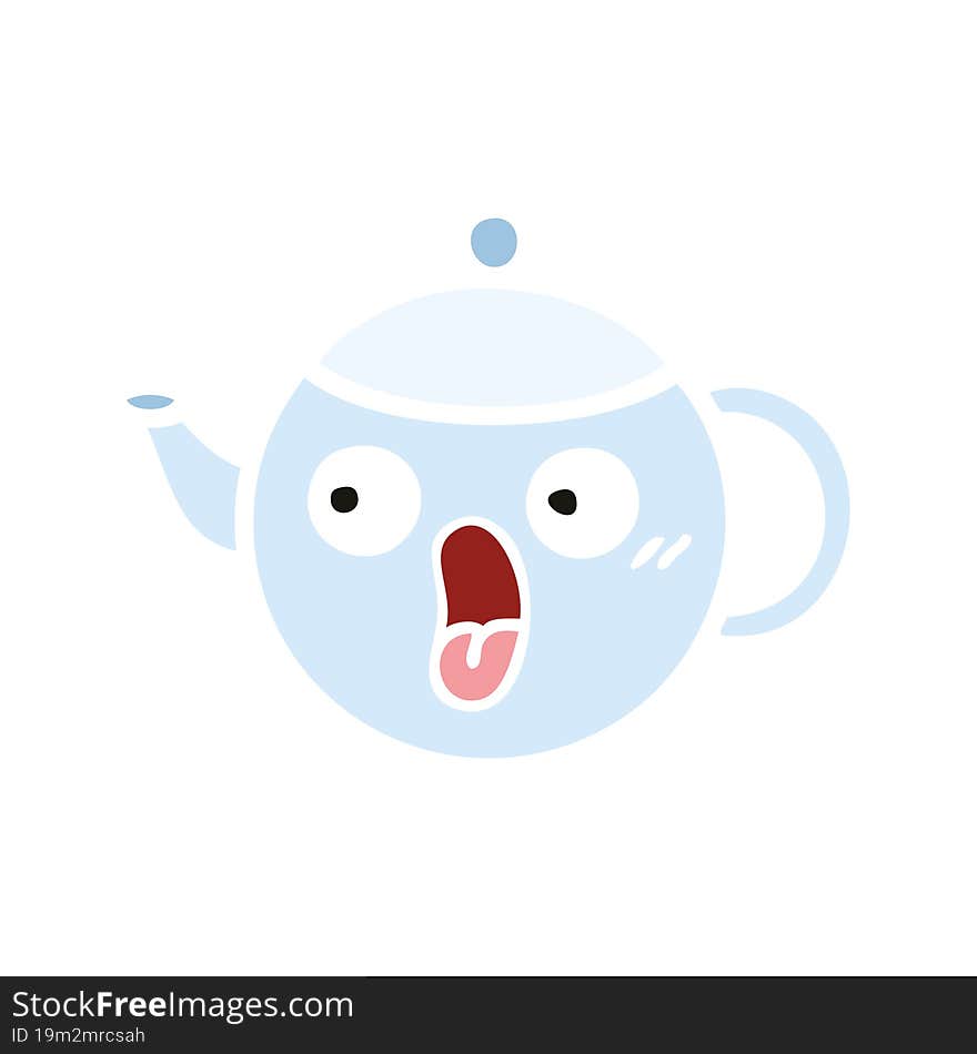 Flat Color Retro Cartoon Teapot