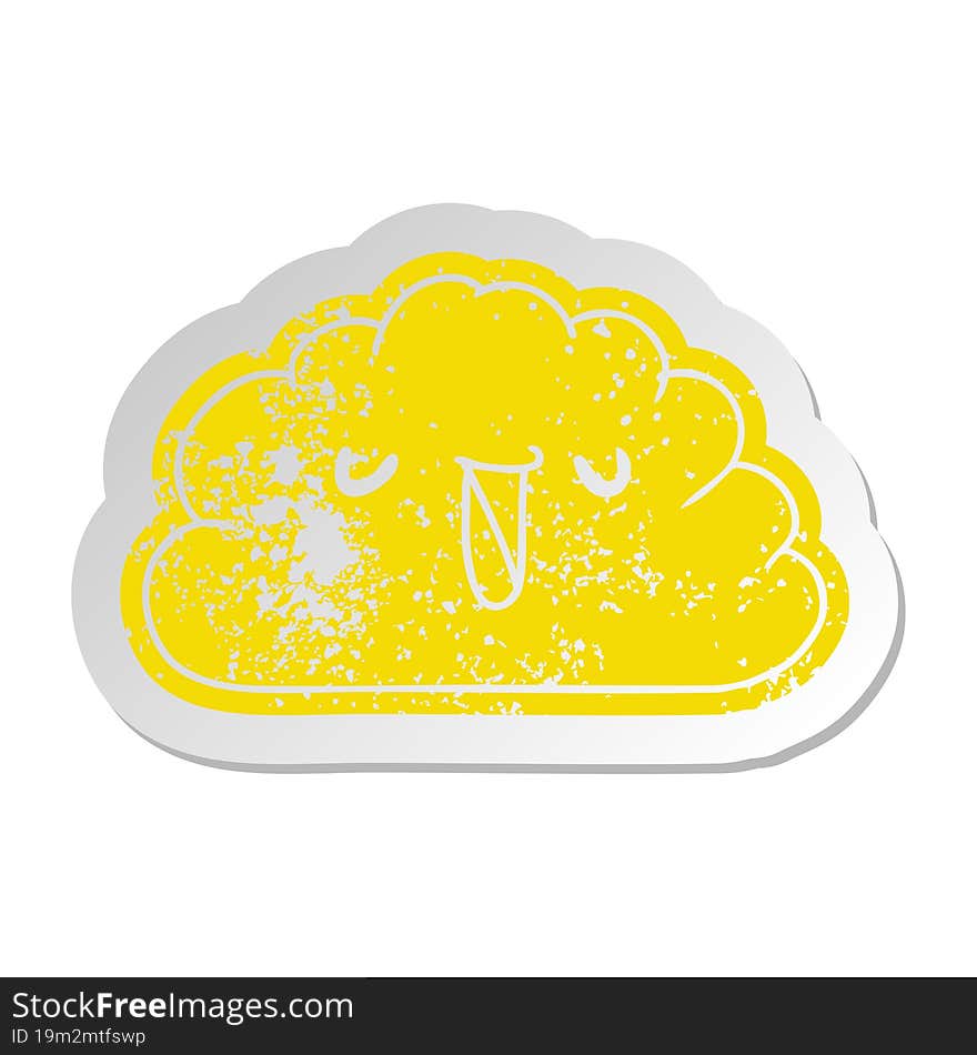 distressed old cartoon sticker kawaii weather rain cloud