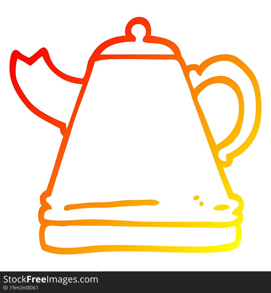 warm gradient line drawing of a cartoon kettle