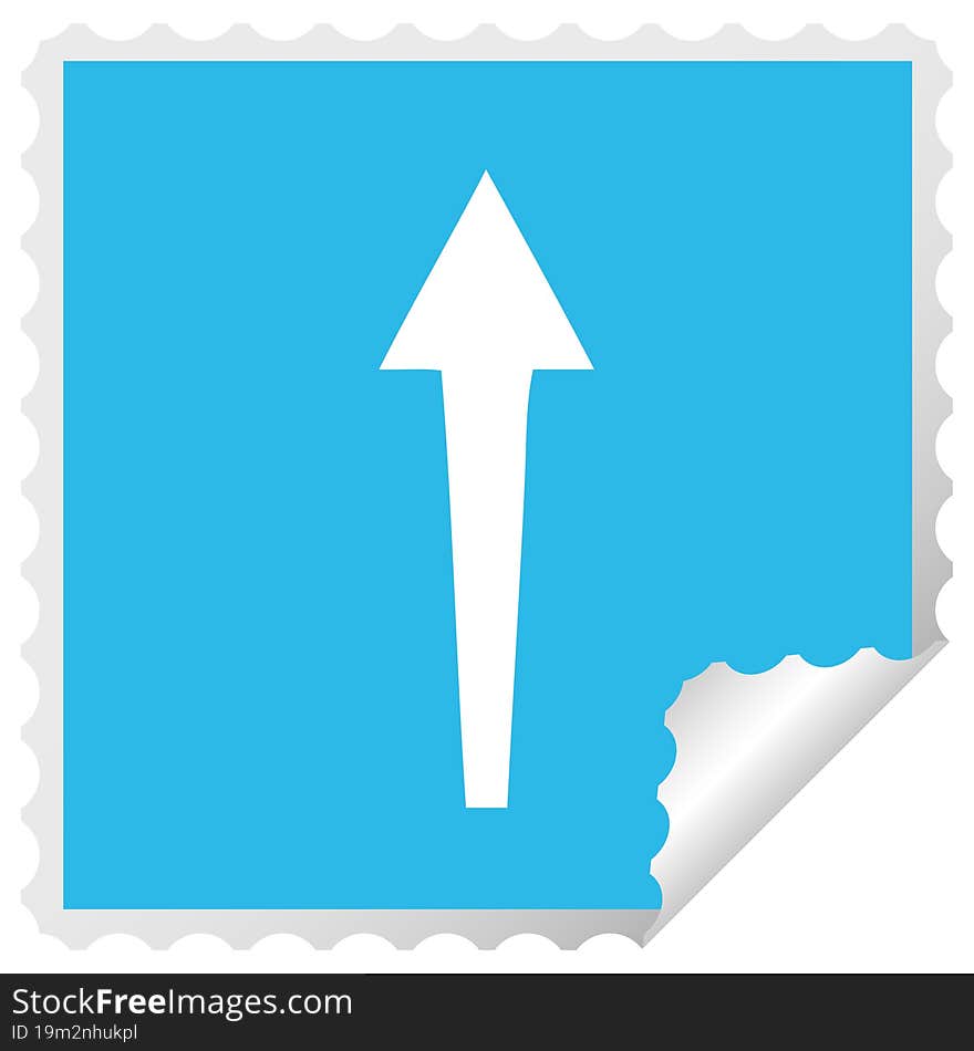 quirky square peeling sticker cartoon arrow