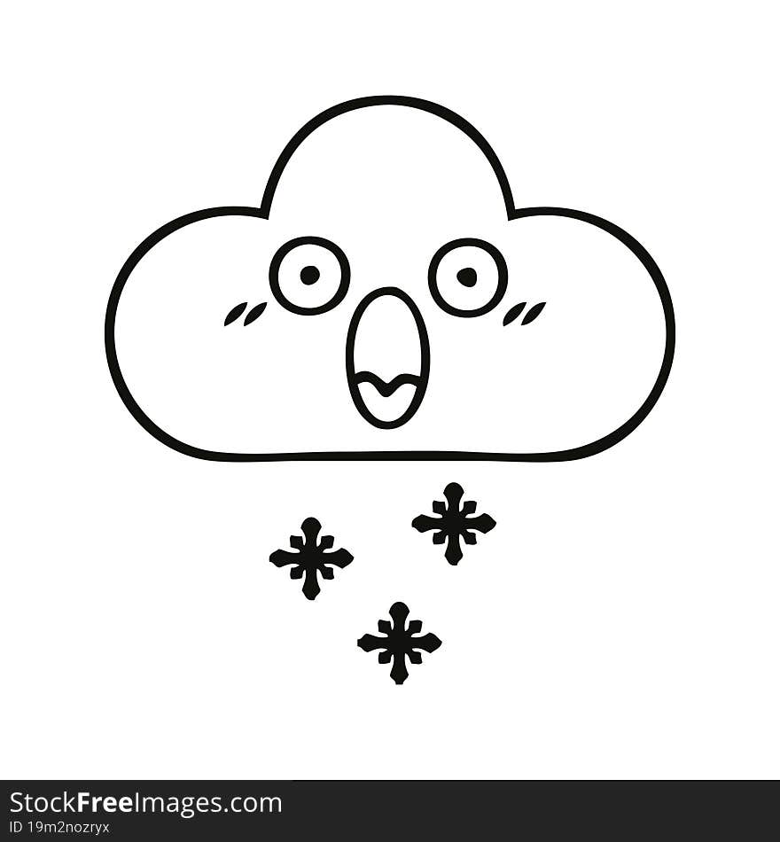 Line Drawing Cartoon Snow Cloud