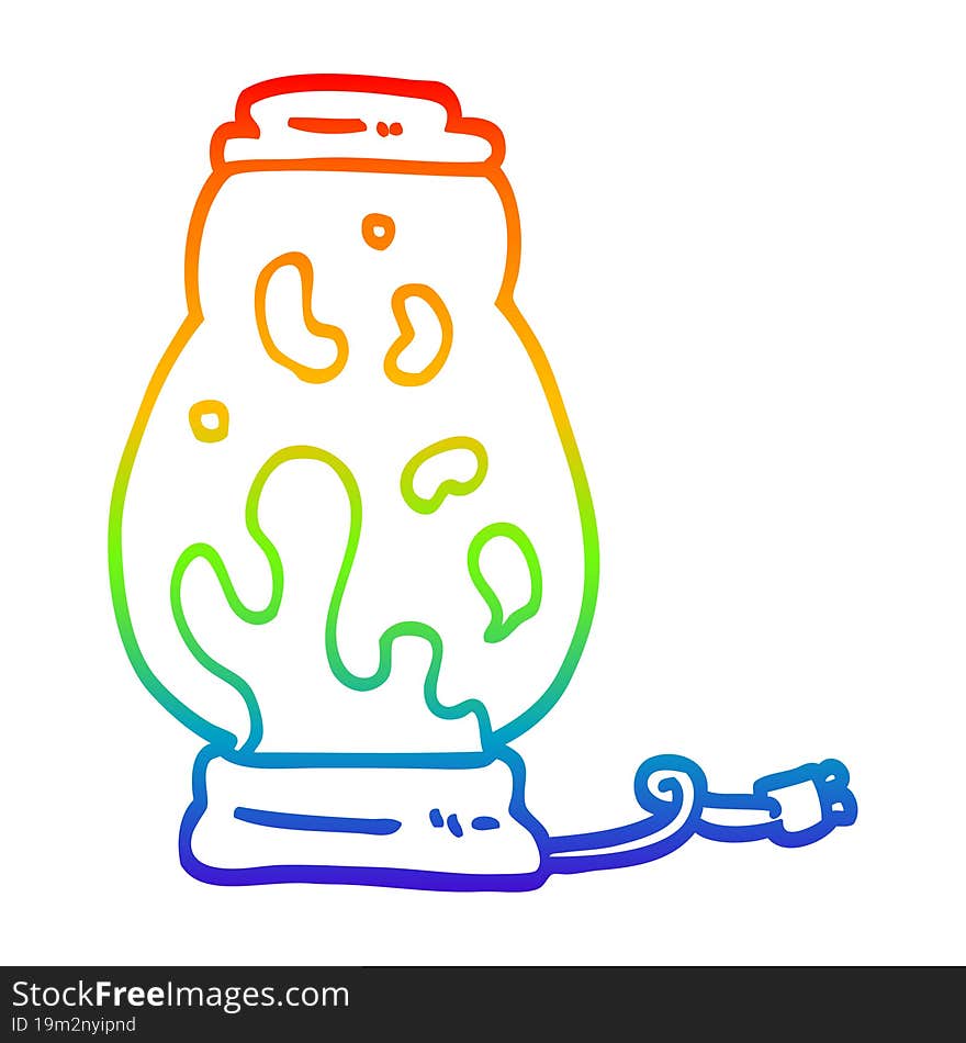 rainbow gradient line drawing of a cartoon lava lamp