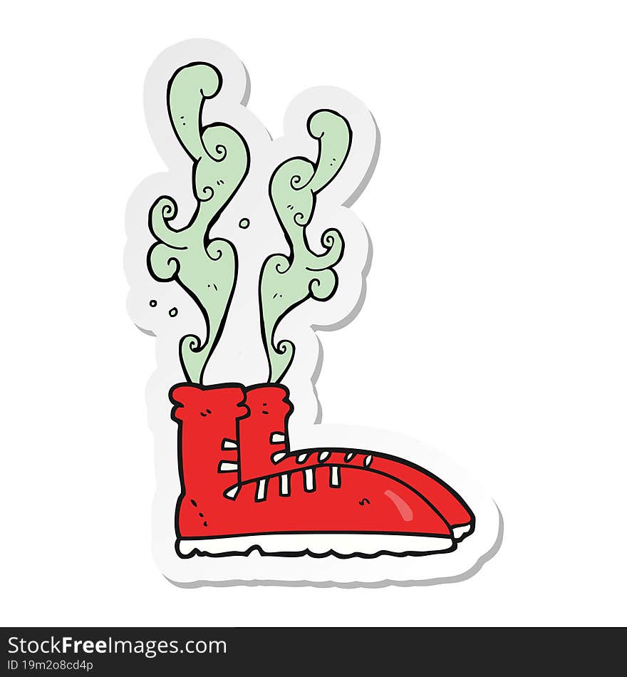 Sticker Of A Cartoon Smelly Sneakers