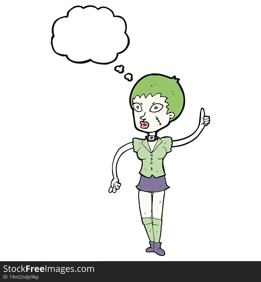 cartoon halloween girl with thought bubble