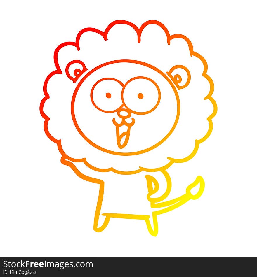 warm gradient line drawing happy cartoon lion