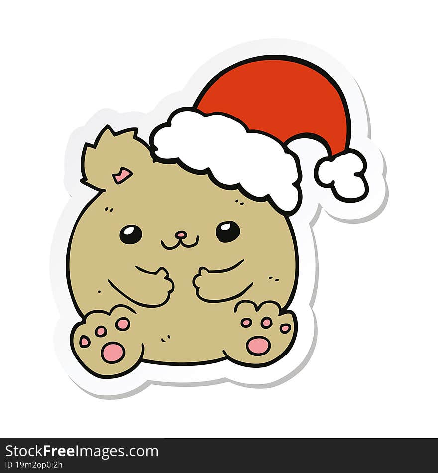 Sticker Of A Cute Cartoon Christmas Bear