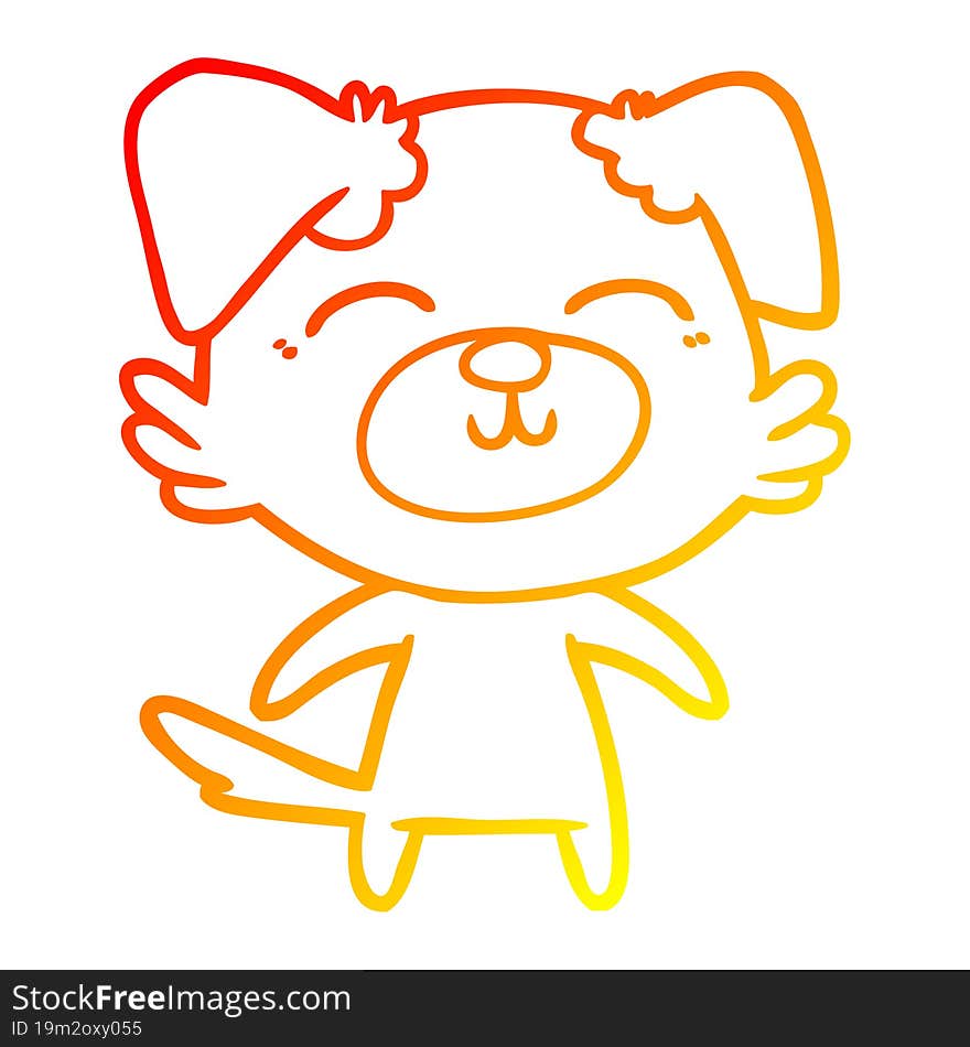 Warm Gradient Line Drawing Cartoon Dog