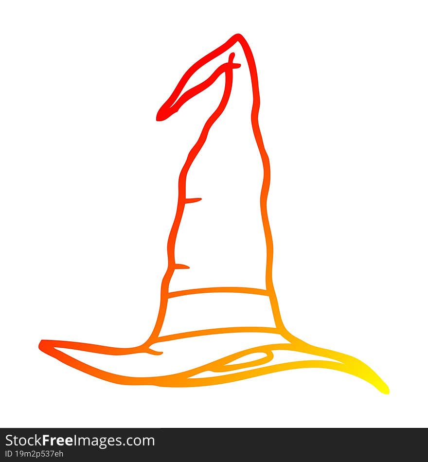 warm gradient line drawing cartoon witch hat