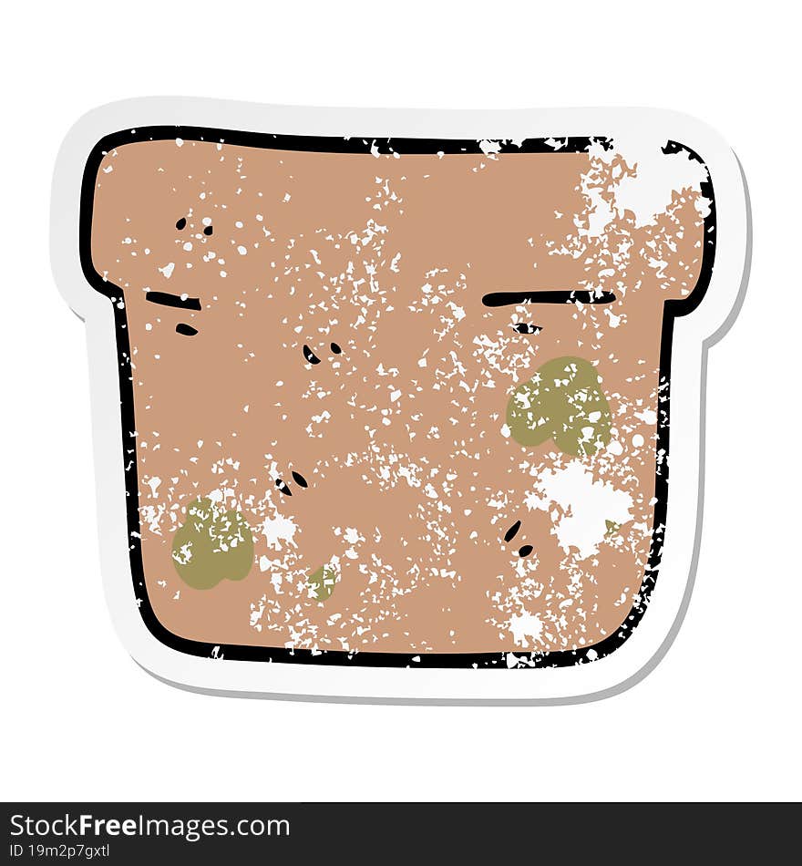 Distressed Sticker Of A Cartoon Plant Pot