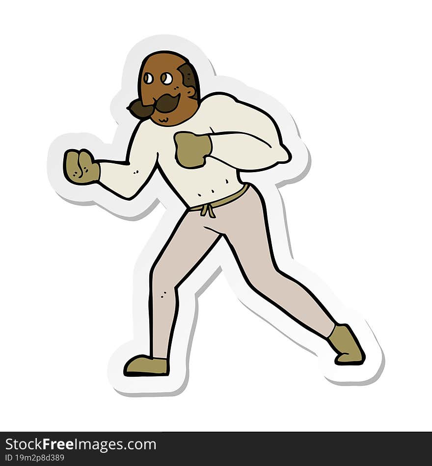 Sticker Of A Cartoon Retro Boxer Man