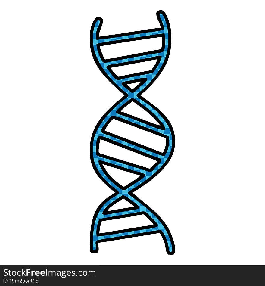 comic book style cartoon of a DNA strand