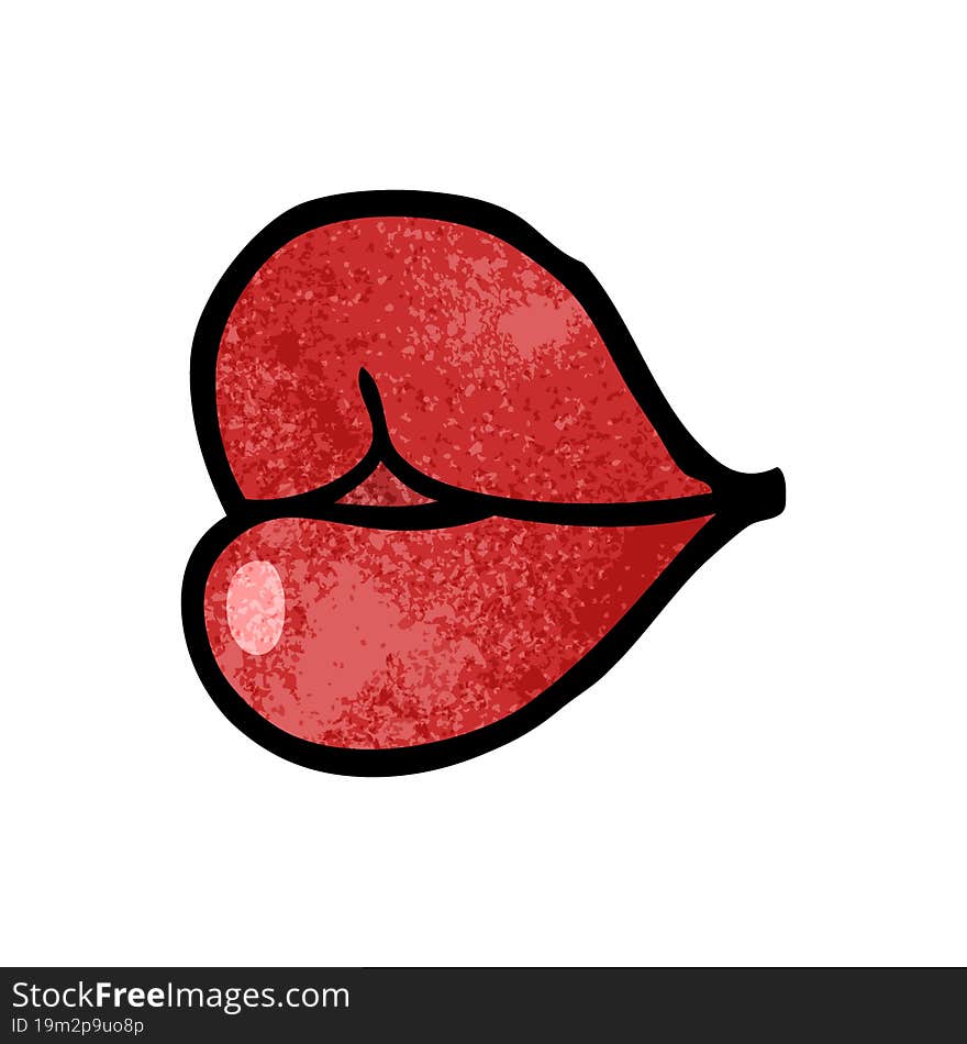 cartoon doodle red lips